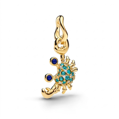 Charm Cangrejo Plata de Ley 925 Dorado