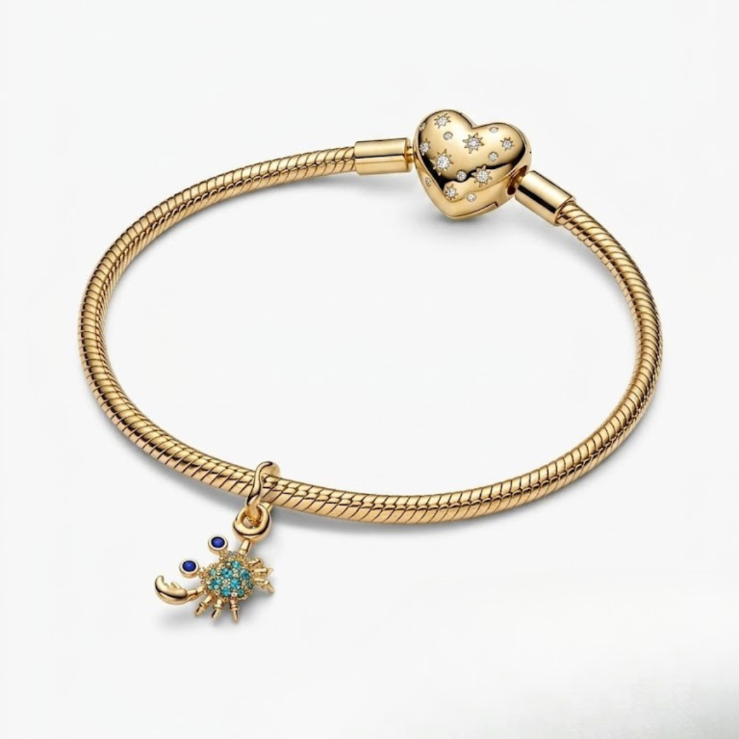 Charm Cangrejo Plata de Ley 925 Dorado