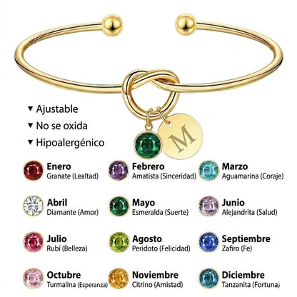 Pulsera Damas de honor Inicial + Piedra de Nacimiento