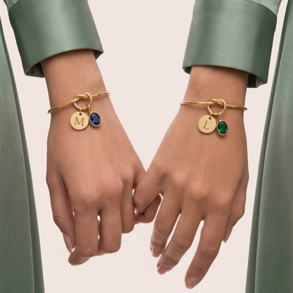 Pulsera Damas de honor Inicial + Piedra de Nacimiento