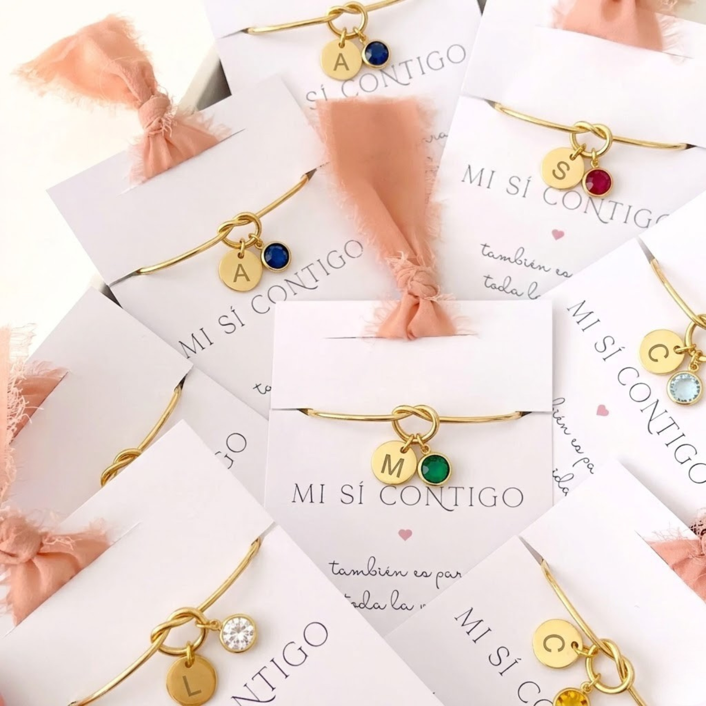 Pulsera Damas de honor Inicial + Piedra de Nacimiento